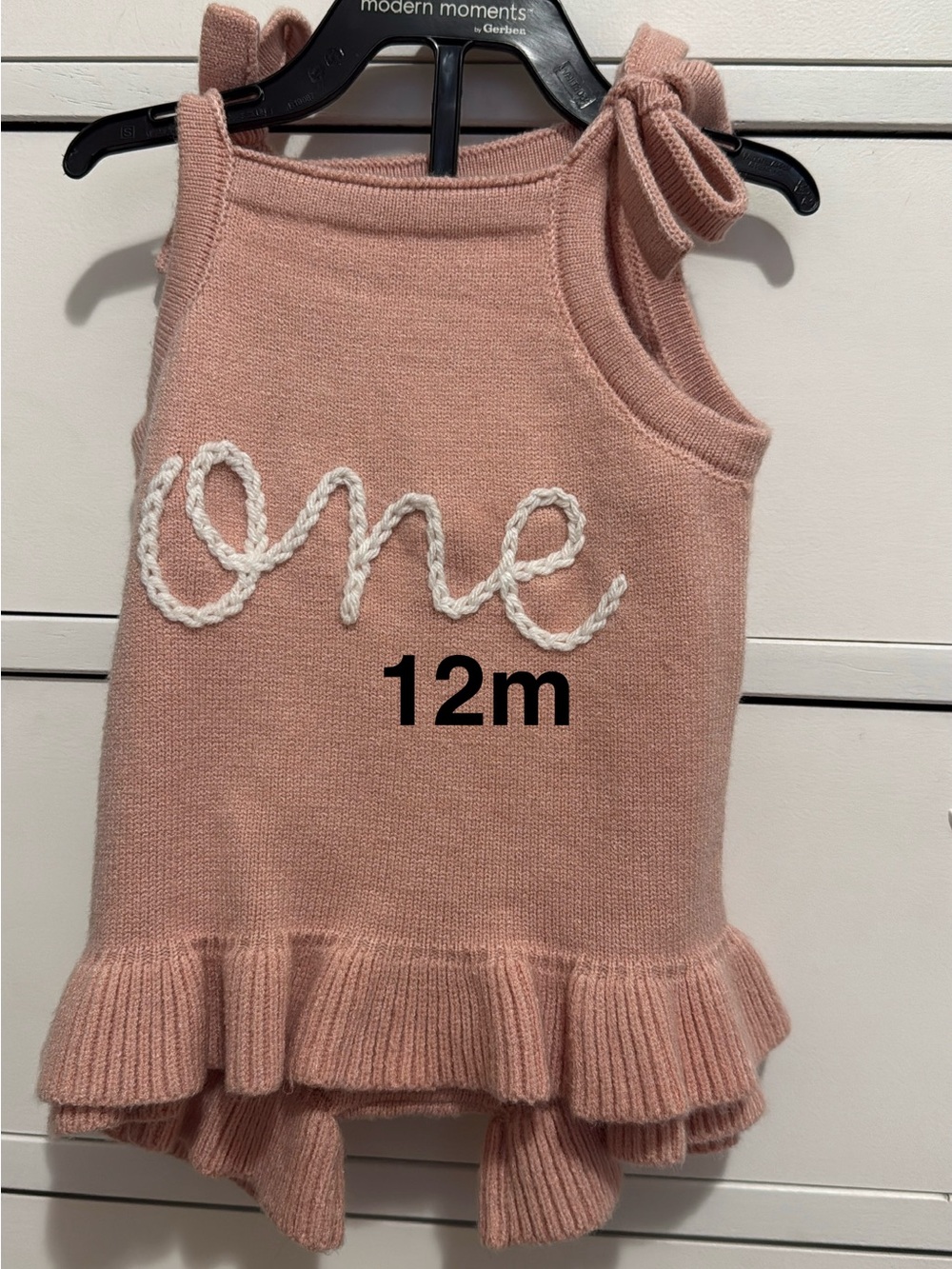 Knit 'One' Toddler Dress - Blush Pink